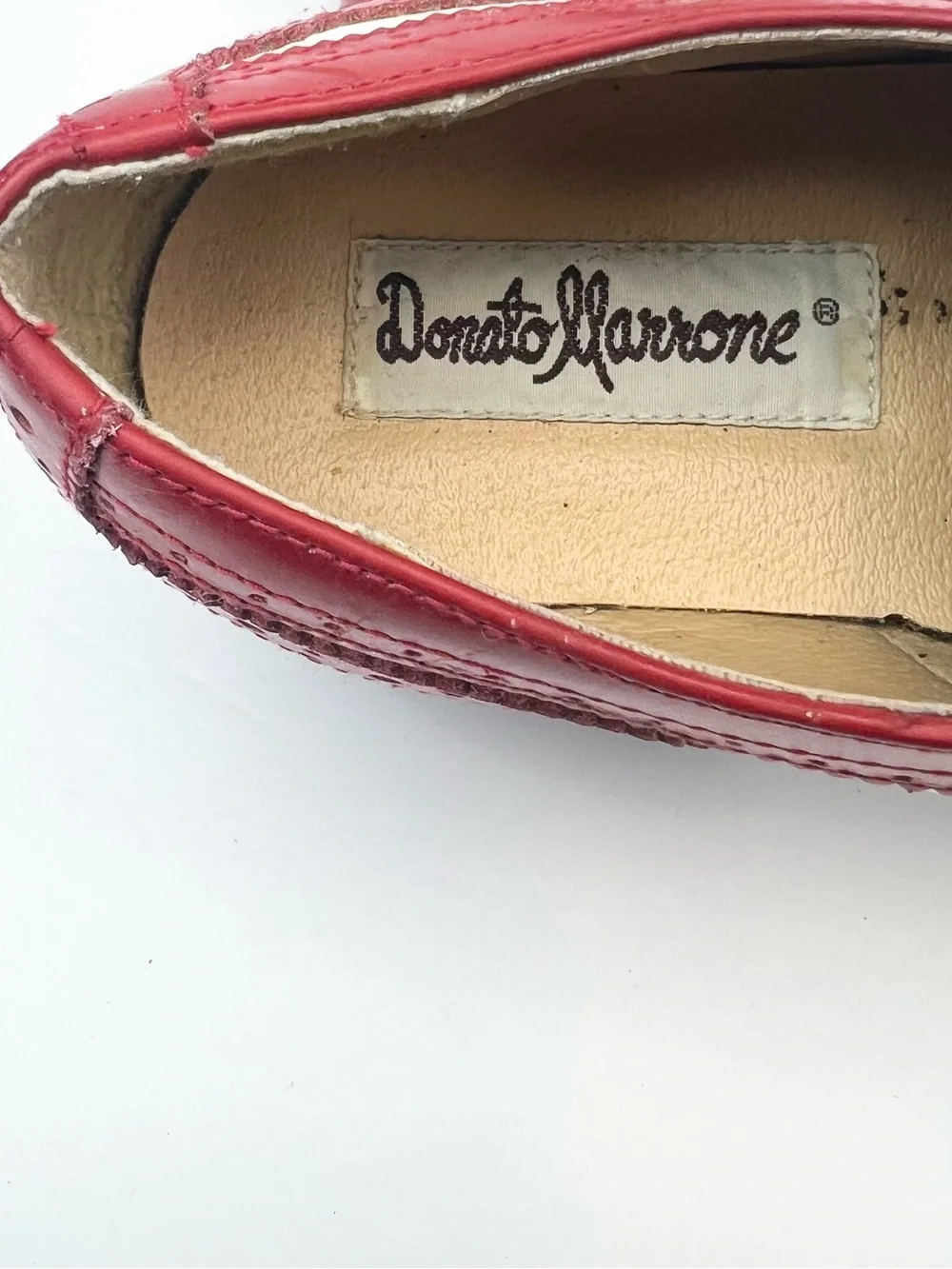 Donato Marrone Wing Tip Classic Red & White Leather Men's Size 7.5 EEE